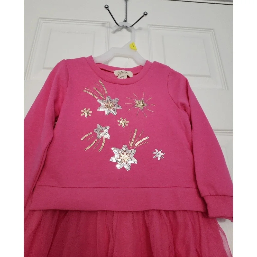 Peek Toddler Girls NWT Dress long Sleeve Pink Sequence Size‎ 3T